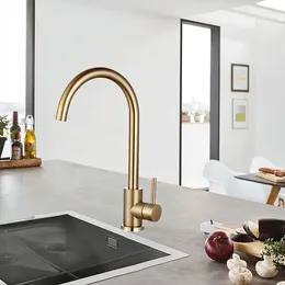 Kitchen Faucets Gold Brushed 360 Rotation Faucet And Cold Stainless Steel Tap Deck Mounted