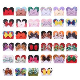 Big Bow Wide Baby Girls Headbands Sequined Mouse Ear Girl Hair Accessories 59 Colours Holidays Makeup Hairbands BJ