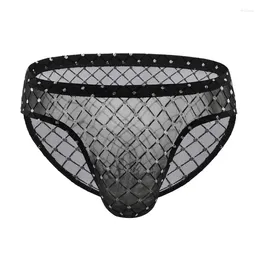 Underpants Men's Briefs Shorts Homme Transparent Mesh Underwear Panties Man Black Breathable U Convex Pouch Cueca Calzoncillo