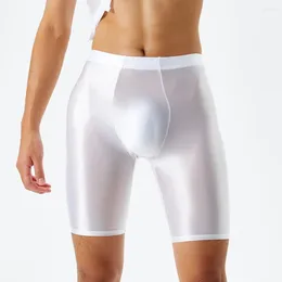 Underpants Shiny Glossy Mens Sports Gym Compression Shorts Smooth Short Surfing Leggings Pants Slim Fit Sensual Temptation Night Clubwear