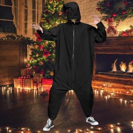 Men's Tracksuits Men Long Sleeve Pajamas Funny Jumpsuit Hilarious Bodysuit Casual Solid Color Zipper Loose Hooded Pajama Winter Warm Rompe