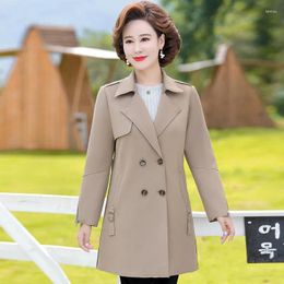 Women's Trench Coats Middle Aged Mom Mid-Length Coat Women 2024 Spring Fashion Double Breasted Windbreaker Jacket Ladies Loose Outerwear
