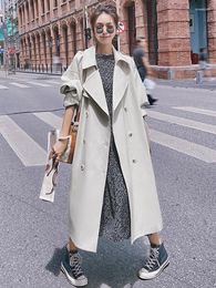 Women's Trench Coats LANMREM Korean Style Coat For Women Solid Color Lapel Double Breasted Belt Windbreaker Fashion 2024 Autumn 21405