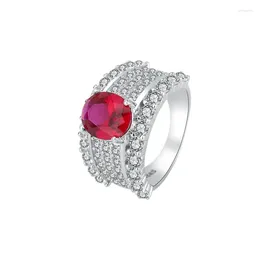 Cluster Rings Spring Qiaoer Sparkling 925 Sterling Silver Geniune 8 10MM Oval Paraiba Tourmaline Ruby Sapphire Ring For Women Fine Jewellery