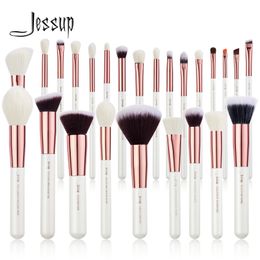 Jessup Professional Makeup brushes set 6- 25pcs Makeup brush Natural Synthetic Foundation Powder Highlighter Pearl White T215 240119