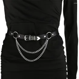 Belts Fashion Women Skirt Belt Female Pu Leather Hip Hop Rock Nightclub Sexy Jeans Dress Heart Punk With Metal Waist Chain Gift