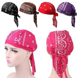 Cycling Caps Adjustable Cancer Chemo Hat Quick Dry Elastic Headscarf Bandana Pirate Hair Loss Cap MuslimTurban