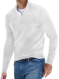 Autumn Fashion Travelling Zipper Vneck TShirt Casual LongSleeved Polo Shirt Men's Solid Colour Clothes Clothin 240119