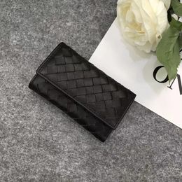 Designer Fashion purse Men's and women's leather sheepskin woven multi-card multi-layer appearance purse Solid color storage bag card bag