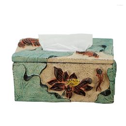 Bottles Chinese Style Home Supplies Tissue Box Decoration Antique Artistic Living Room Office Lotus Rectangular Paper Extraction