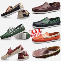 Men Sneakers Designer 2024 Quality Top Loafers Slip-on Genuine Leather Mens Dress Shoes Black Brown Moccasin Soft Bottom Driving Sho 90 s