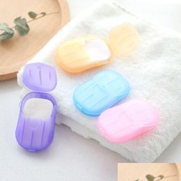 Handmade Soap 20Pcs Outdoor Travel Paper Washing Hand Bath Clean Scented Slice Sheets Portable Mini Drop Delivery Health Beauty Body Dhzih