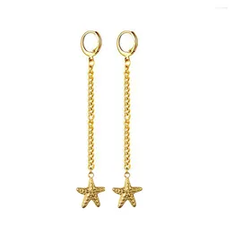 Dangle Earrings MinaMaMa Stainless Steel French Hoop Ocean Fish Tail Starfish Drop For Women Long Chain Jewellery Gifts