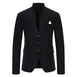 Men's Suits Mens Black Hit Colour Blazer Jacket Slim Fit Casual Three Button Solid Suit Separate Men Party Wedding Prom Blazers Hombre