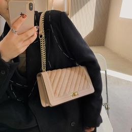 Evening Bags Stripe Luxury Velvet Shoulder For Women Female Long Chain Metal Hasp Handbag Trendy Square Royal Blue Crossbody Bag S2767