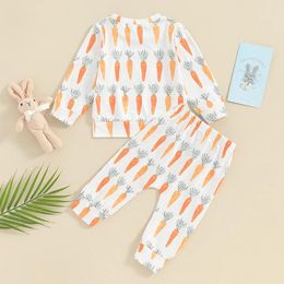 Clothing Sets Toddler Baby Boy Easter Outfit Long Sleeve O Neck Sweatshirt Pullover Tops And Carrot Print Pant Clothes