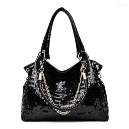 Waist Bags Women's Bag PU Leather Ladies Shoulder Sequined Patent Casual Wild Hand Ladle Women