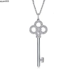 18k Platinum Crown Diamond-encrusted Key Sweater Chain Female Heart Iris Minority High-quality Temperament Long Necklace Silver Necklace Style