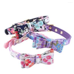 Dog Collars Cat Folral Collar With Bow Tie Pet Puppy Necklace Strap 3 Colour 4 Sizes