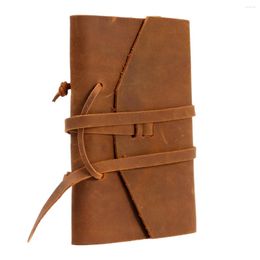 Classic Notebook Diary Journal With Handmade Binding Rope For Gift Hand Strapped (Brown)