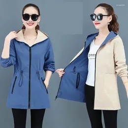 Women's Trench Coats Double-Sided Coat Women 2024 Korean Casual Spring Autumn Loose Mid Long Windbreakers Female Outerwear Gabardina Mujer