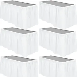 Table Skirt 6PCS Disposable Waterproof And Oil-Proof Plastic Rectangular Tablecloth For Party Wedding Festival Home Decoration