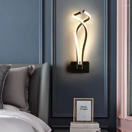 Wall Lamp Modern Minimalist LED Metal Energy Efficient Bedside Living Room Balcony Bedroom Study Background Light Decoration