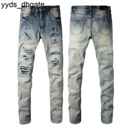 Purple Jeans Mens Designer Ksubi High Street Hole Star Patch Men's Womens Star Embroidery Denim Stretch Slim-fit Trousers True 92 O36Q