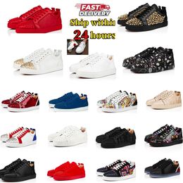 2023 mens red bottoms women sneakers New Designer Red Bottoms Casual Shoes With box LoRivets Low Studed Cut Leather Splike tripler white black 36-47 Luxury Trainers