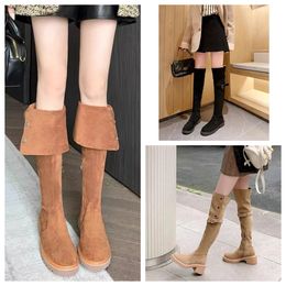 Fashion winter ankle boots women ankles knit bootie Tall Boot Black Leather Over-knee Boot Party Knight Boots Knee length boots for womens flat boot