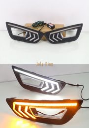 July King LED Daytime Running Lights Case for Ford Focus IV 20152018 LED Front Bumper DRL With Yellow Turn Signals Light5026673