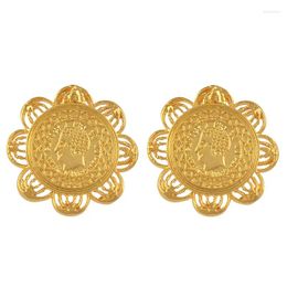 Dangle Earrings Gold Color Arab Ethiopian Coin With Clip For Women Girls African Jewelry Gifts #J0891