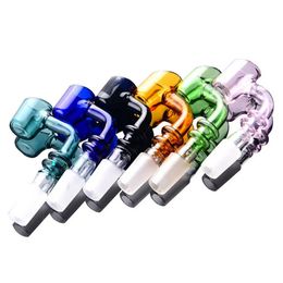 Colourful glass banger 14mm 18mm male female domeless bowl 90 degrees smoking accessories water bongs pipe dab oil rig