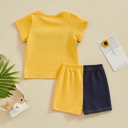 Clothing Sets Baby Boy Summer Set Short Sleeve Contrast Colour Tops Elastic Waist Shorts Infant Toddler 2 Piece Outfits