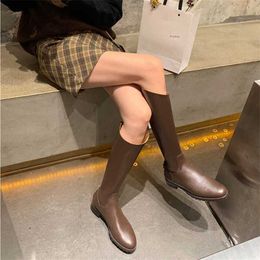 Boots Leather Dress Shoes Knee Thigh High Heel Boots For Women Womens Winter Martin Show Foot Small Cavalry 221013