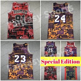 Rabbit Year Basketball Jersey Stephen Curry 91 Dennis Rodman 3 Allen Iverson 15 Vince Carter Classic Shirt 23 24 91 15 30 Mens Jerseys Special Edition