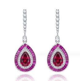 3CT Ins Top Sell Dangle Earring Original Sparkling Luxury Jewellery Real 100% 925 Sterling Silver Natural Ruby Emerald Gemstones Party Women Drop Earring Gift