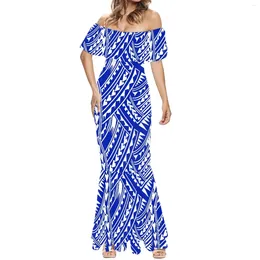 Casual Dresses Samoa PolynesianStyle Tattoo Printing Long Dress Off Shoulder Party Formal Occasion Summer Feminine Sense Slim-fit