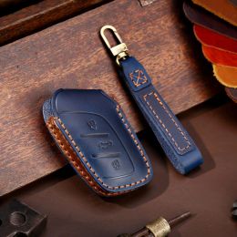 Leather Car Key Case Cover Fob Protector Accessories Keyring for Roewe I5 I6 Rx3 Rx8 Ei5 I6max MG 5hs Keychain Holder Shell Bag