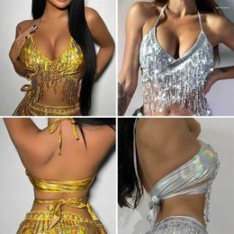 Stage Wear Sequin Belly Dance Bra Charming Nightclub Tassel Performance Top Shiny Show Costumes Women