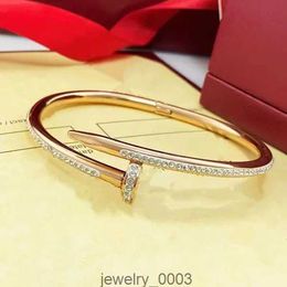 nail Bracelet Bracelets Bangle one line diamond Titanium steel designer for women men luxury jewlery gifts woman girl gold silver rose black wholesale not Fade 5TWF