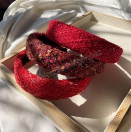 Winter Warm Woollen Sponge Headbands Padded Fashion Hair Accessories for Women Girls Red Hairbands Hair Hoop Headwear5514349
