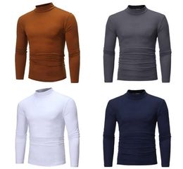 Autumn Winter Mens Thin Thermal Tshirt Men039s Half Collar Bottoming Slim Warm Cotton High Necked Long Sleeved Tshirt X06216106559