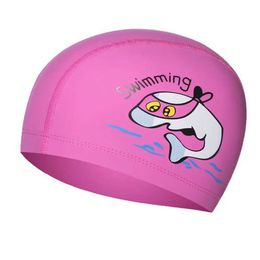 Cartoon Children Kids Elastic Swiming Pool Water Sport Ears Hat Swim Bathing Hats Boys Swimming Caps YQ240119