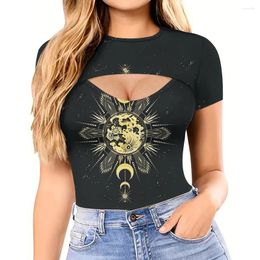 Women's T Shirts 2024 Sexy T-shirt Short Sleeve Pullover 3D Printing Round Neck Slim Fit Clothes Tshirts Summer Clothing Y2K