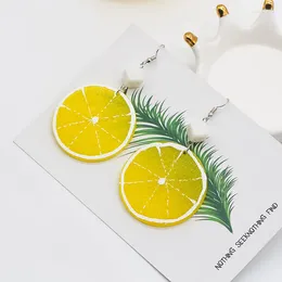 Dangle Earrings Personality Fruit Lemon Pendant Female Sweet Temperament Net Red Orange Trend Ladies Girl Jewelry Gift