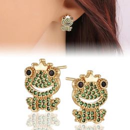 Stud Earrings Green Cute Crown Frog Shape For Women Female Fashion Jewellery Gift