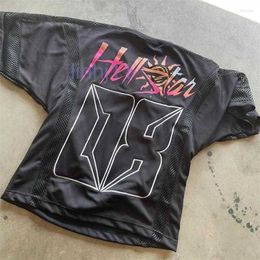 Magliette da uomo Magliette Harajuku Maglietta oversize Hellstar con cuciture a rete Stampa High Street Jersey Nero 8 Uomini Top Tee Consegna puntuale 75hy T5h4 DK4H DW