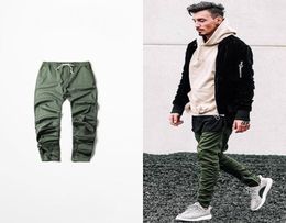 Whole west hip hop clothing men joggers jumpsuit chino Green side zipper harem pants6305470