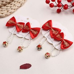 Girl's Bow Ancient Hair Clip Chinese Style Tang Costume New Year's Eve Dress Headpiece